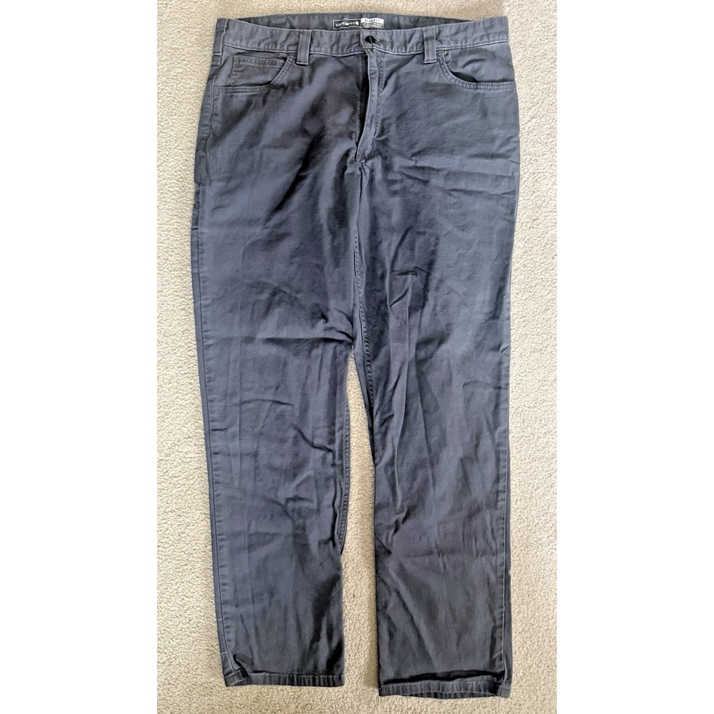 Carhartt Pants Mens 38 X 34 Gray Workwear Relaxed Fit Canvas Stretch 102291-039